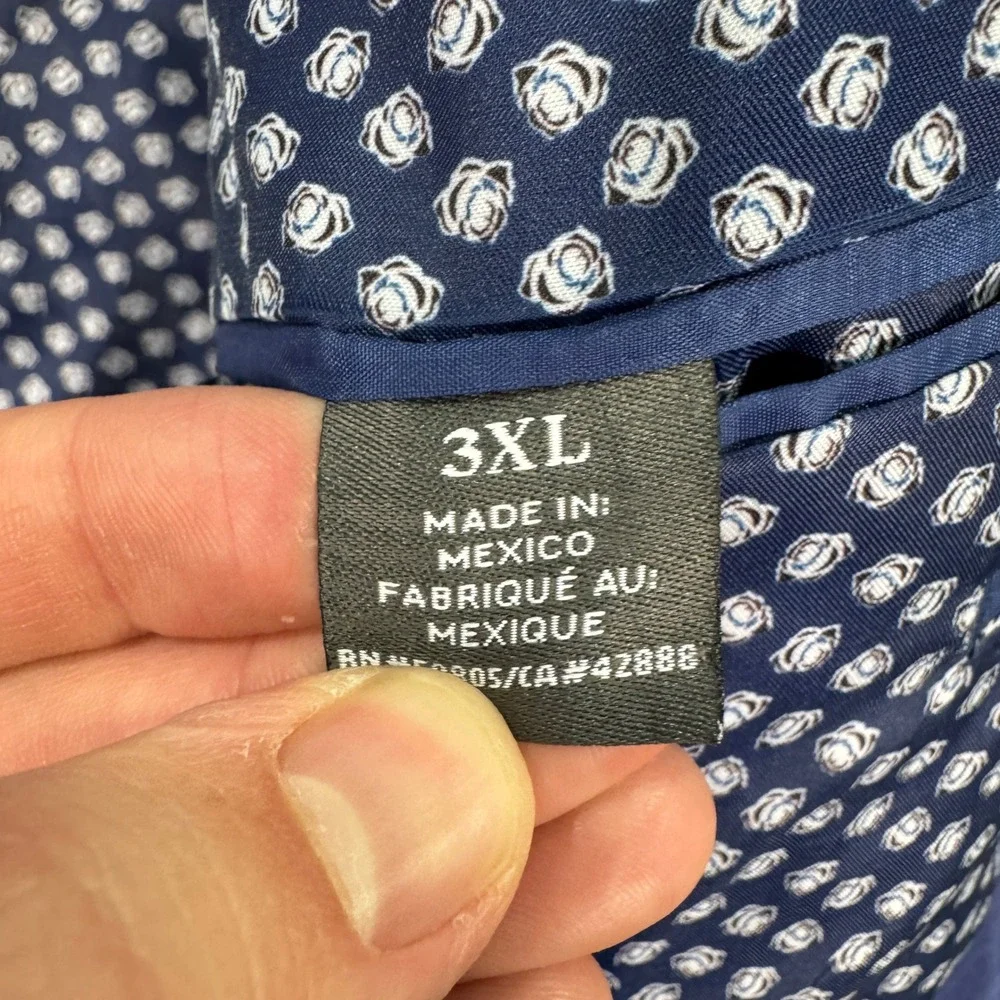 Oak Hill Mens 3XL 56R Plaid Blazer Sport Coat Jacket Bright Blue Casual Preppy